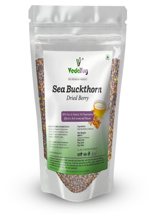 VY VedaYug Himalayan Sea Buckthorn Dry Berry 200 Gram | Nourishes Skin | Vitamin E & C | Sea Buckthorn Berry in Small Cut for Juices, Tea or Recipes - 200g - Image 1